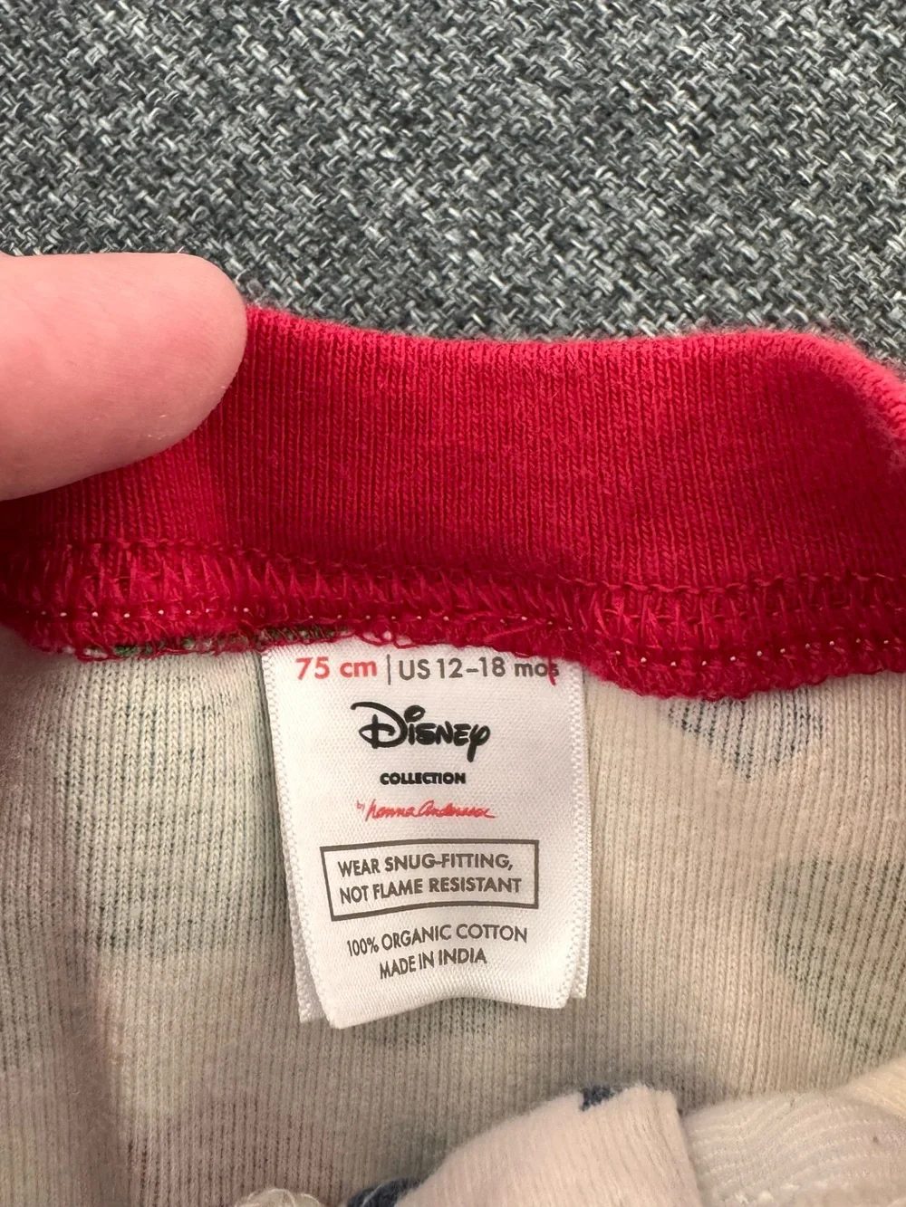 Hanna Andersson Disney Red & Green Holiday Mickey Print Footie